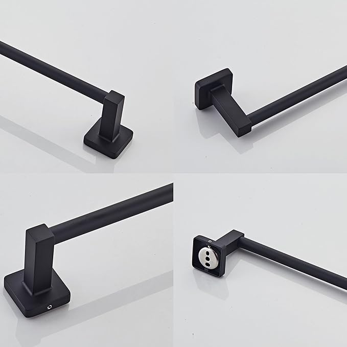 Matte Black Bathroom 18 InchTowel Bar, Bath Accessories Thicken Stainless Steel Shower Towel Rack for Bathroom, Towel Holder Wall Mounted (Total Length 20-Inch)