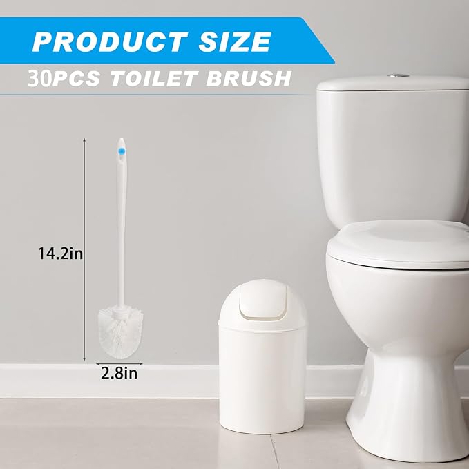 Tioncy 30 Pcs 14.2 Inch Toilet Brush Commercial Heavy Duty Toilet Bowl Cleaning Scrub Long Scrubber for Bathroom Cleaning Supplies