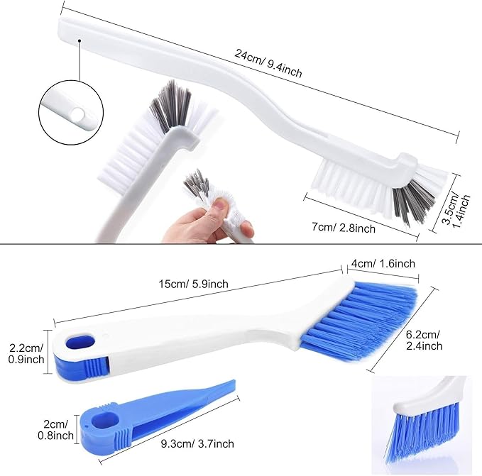 2 Pcs Small Scrub Brush Set for Cleaning Sinks, Bathrooms, and Kitchen Corners - Ergonomic Handle Grout Cleaning Brushes