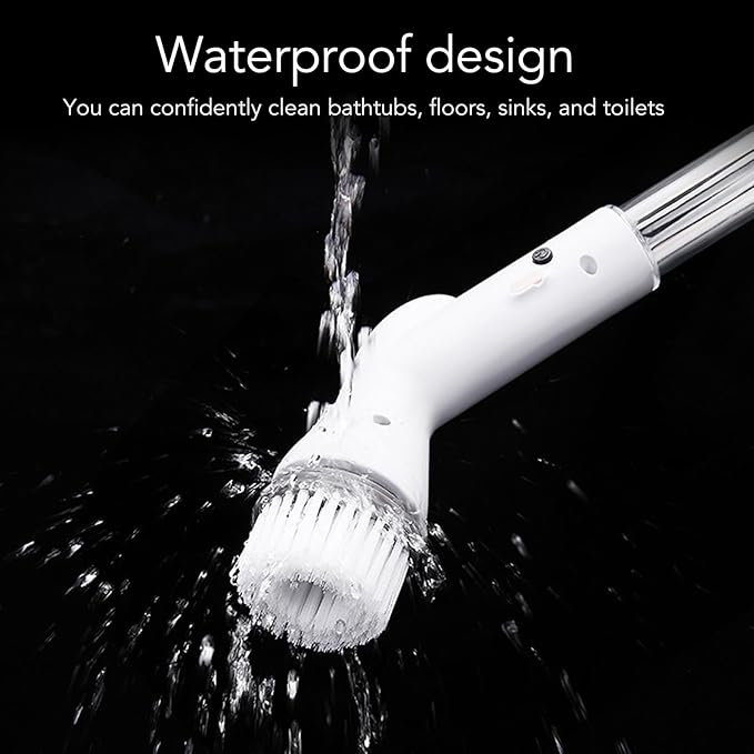 Electric Toilet Brush, Electric Spin Scrubber with Replaceable Brush Heads, Cordless Long Handle Power Cleaning Brush for Bathtub, Floor