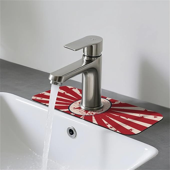 Faucet Draining Mat For Kitchen Sink, Star Stripes Flag Usa Diatom Mud Absorbent Drain Pad For Bathroom Kitchen Sink Splash Guard Drying Mat