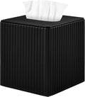 PU Leather Tissue Box Cover Square Tissue Box Holder for Bathroom Vanity Countertop Night Stands Bedroom Office Desk,Modern Tissue Decorative Organizer with Magnetic Closure (Black)
