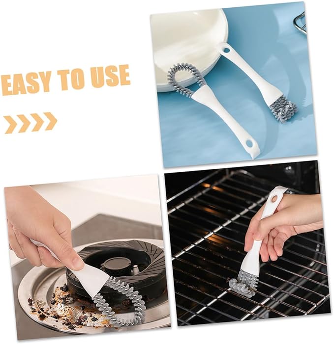 2pcs Multifunctional Kitchen Cleaning Brush Set U-Shaped and Bent Design Powerful Stain Remover Crevice Scrubber for Stove Grill and Dead Corner Cleaning