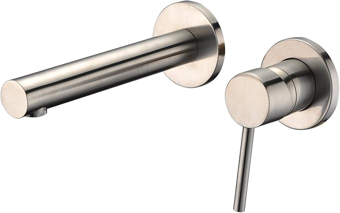 Sumerain Wall Mount Bathroom Faucet Brushed Nickel,Valve Included