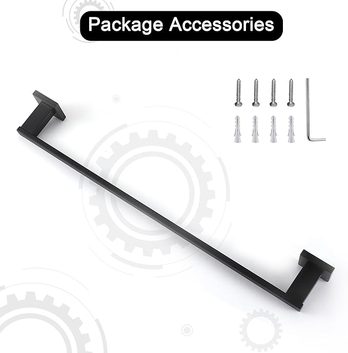 LANC Black Towel Bar for Bathroom Wall Mounted Matte Black 20-Inche Bath Towel Rack Stainless Steel Towel Rod for Cabinet Kitchen Towel Holder Towel Hanger Towel Rail, A9010MB-L5