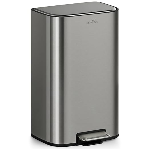mVm 10.6 Gal Kitchen Trash Can, Step Trash Can with Lid, Smooth Edge Garbage Bin for Home Office (Gray)