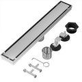 Linear Shower Drain, 304 Stainless Steel with Adjustable Leveling Feet, Hair Strainer,Reversely Install Place to Create an Invisible Floor Drain - Silver -54-Inch
