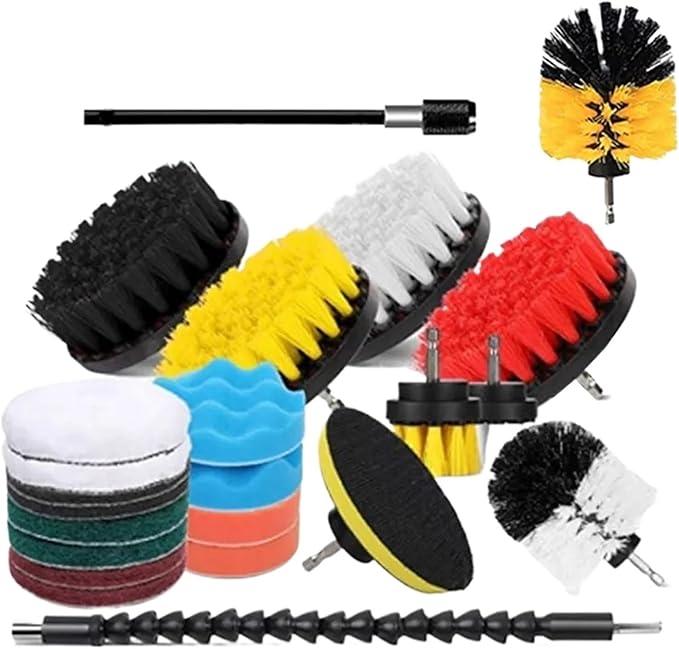 Household Car Cleaning Electric Drill Brush Head Set Electric Brush Kitchen Bathroom Cleaning Kit Toilet Cleaning Tools(20pcs)