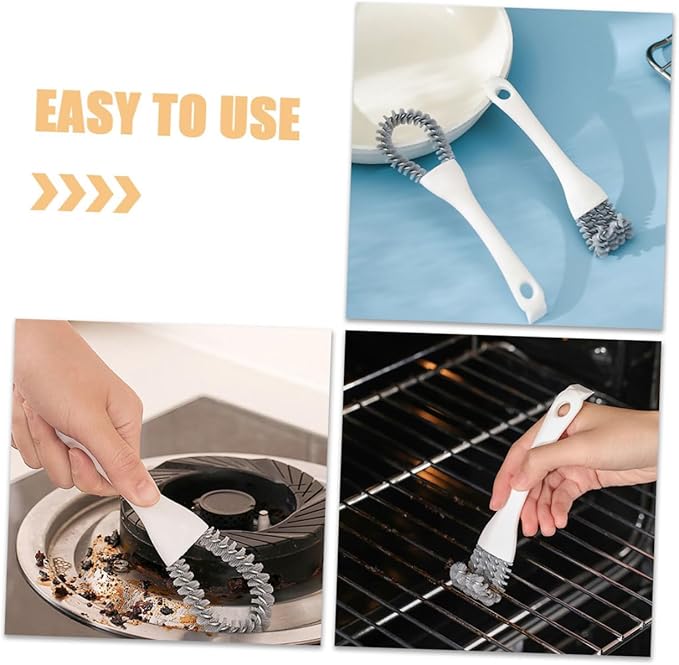 2pcs Heavy Duty Crevice Cleaning Brush Set with U-Shaped and Bent Design, Multifunctional Kitchen Grout Scrub Tool for Stove, Grill, and Tight Space Cleaning