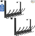 2 Pack Over The Door Hooks, Sturdy Door Hanger, Large Over The Door Towel Rack with 12 Hooks, Heavy Duty Easy to Install, for Bathroom, Bedroom，Kitchen，Hanging Towels, Coats (Black)