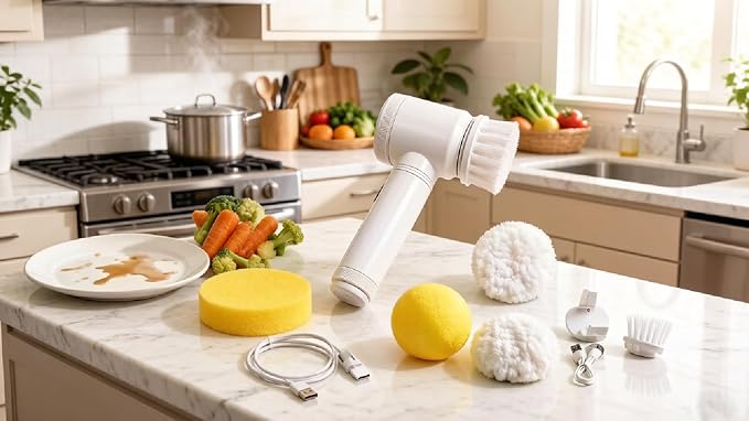 Wireless Electric Cleaning Brush Set, Rechargeable Multi-Purpose Scrubber for Bathroom Kitchen, Household Dish Brush, Tile Brush, Shoe Brush