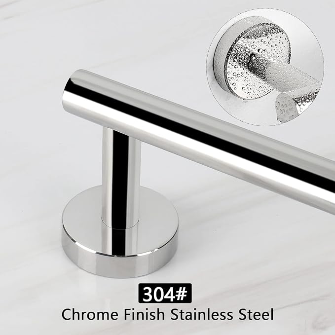 NearMoon Bath Towel Bar, Thicken Stainless Steel Shower Towel Rack Holder Wall Mounted for Bathroom, 26-lnch Overall Length-24-lnch Usable Hanging Space (1 Pack, Chrome Finish)