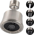 iFealClear Kitchen Sink Faucet Head, 360° Faucet Sprayer Attachment for Kitchen Faucet, Large Angle Faucet Aerator 55/64-27UNS, 2 Metal Swivel Joints, 4 Spray Modes, Brass Adapters, Brushed Nickel
