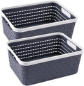 Plastic Storage Bin Baskets, Toilet Paper Basket for Bathroom, Plastic Organizer Shower Caddy with Handles for Living Room (Small Grey 2 pack)