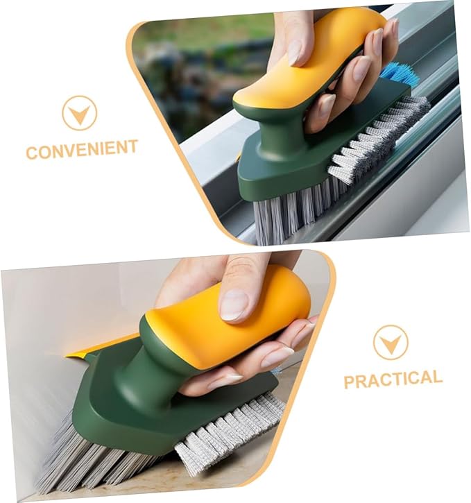 Heavy Duty Multifunctional Crevice Cleaning Brush for Bathroom and Kitchen Ergonomic Handheld Scrubber for Grout Tiles and Narrow Gaps Home Accessory in Dark Green