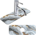 Kitchen Sink Splash Guard Faucet Mat - 1PC White Marble Super Absorbent Fast Drying Faucet Guard & Draining Mat Sink Splash Guard Behind Faucet Drip Catcher for Kitchen Bathroom RV (15.4" X 5.7" )