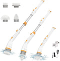 Electric Spin Scrubber, KIKOLIN 380RPM High Speed Power Scrubber, Cordless Cleaning Brush 2 Speeds for Bathroom, Tub, Shower, Floor with 4 Replaceable Brush Heads and Adjustable Extension Long Handle