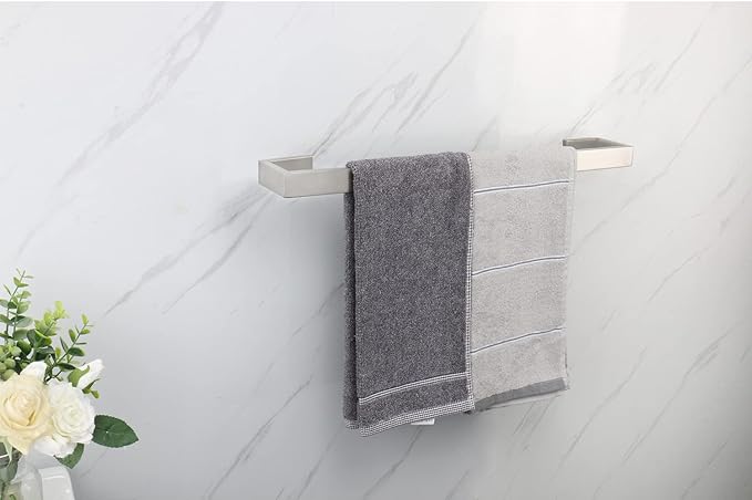 TocTen Bath Towel Rack - Square Base Thicken SUS304 Stainless Steel Towel Bar for Bathroom, Bathroom Bar Accessories Towel Rod Heavy Duty Wall Mounted Towel Holder (Brushed Nickel, 20 Inch)