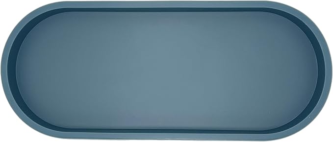 Happitasa Premium 12” x 5” Silicone Vanity Tray | Sink and Surface Organizer with Sturdy Non-Slip Base | Heat Safe, Dishwasher Safe (Smoky Blue)