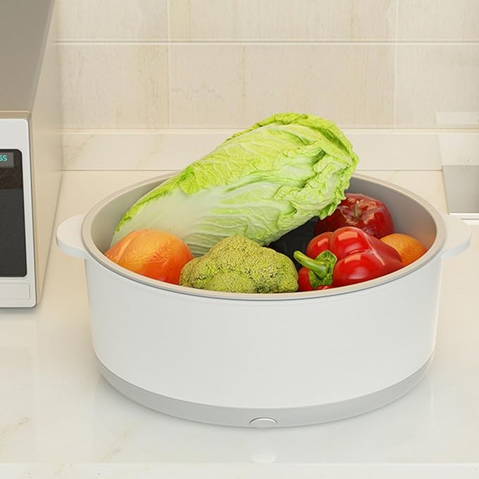 ASHATA Fruit and Vegetable Washing Machine, Portable Electric Fruit and Vegetable Cleaner Device, Fruit and Vegetable Purifier for Fruits, Vegetables, Rice, Meat and Tableware (Second