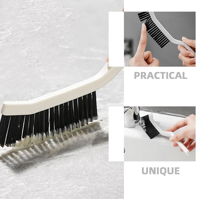 ARTIBETTER 2pcs Multifunctional Long Handle Cleaning Brushes for Bathroom Kitchen Grooves and Window Tracks, Stiff Bristle Crevice Scrub Brushes for Tile Grout and Corner Cleaning