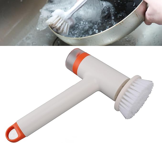 Electric Spin Scrubber with Built - in Water Tank, Portable Multi - Purpose Cleaning Brush 27.5x14.5cm - Efficient Removal, Easy Brush Replacement for Kitchen & Bathroom