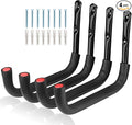 12.7 Inch Heavy Duty Large Tool Hanger, 4 Pack Wall Mounted Garage Storage Hooks, Indoor Black + Red 12.7Inches x 9.2Inches