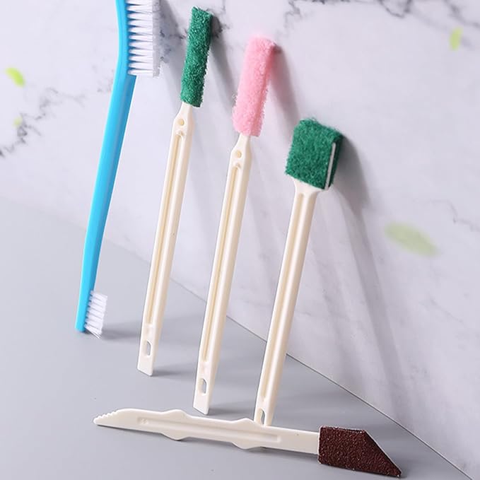 Ciieeo 7pcs Small Cleaning Brush Set for Bathroom Toilet Window Crevice Deep Cleaning, Disposable Crevice Brush Tools for Tile Grout and Car Insulation Maintenance