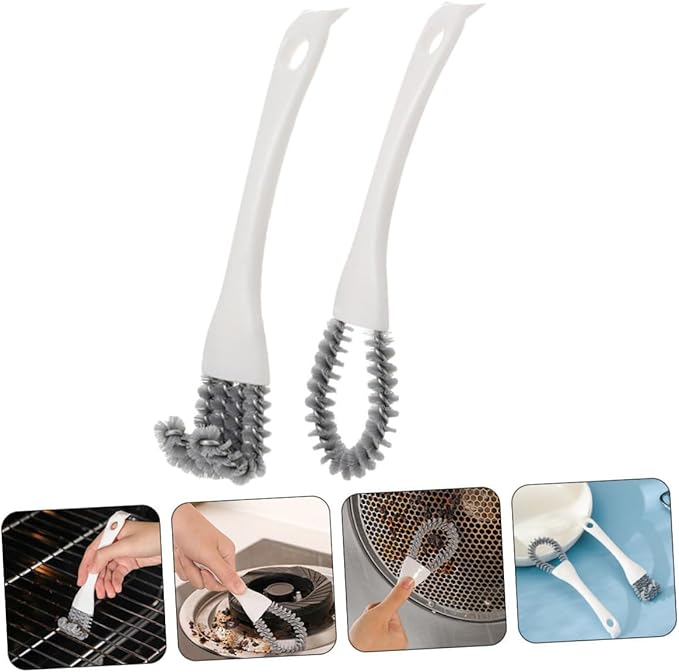 2pcs Kitchen Cleaning Brush Set Grout Cleaner Grip Brush Stiff Bristles Deep Dirt Removal Stove Grill Tile Gaps Multi-use Household Scrubber Tool