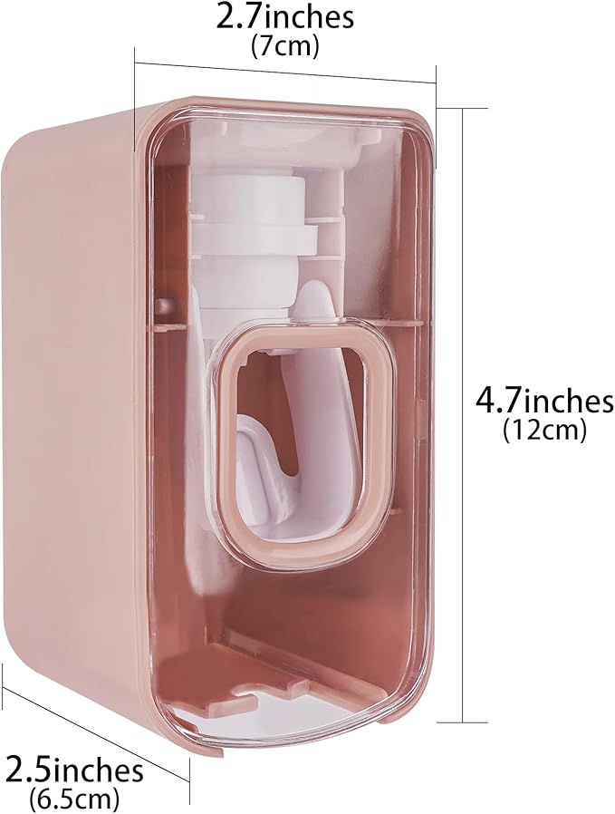 2 Slot Toothbrush Holder and Toothpaste Dispenser Wall Mounted, Automatic Toothpaste Squeezer, 2 in 1 Tooth Brush Toothpaste Organizer for Shower (Pink 2Pack)
