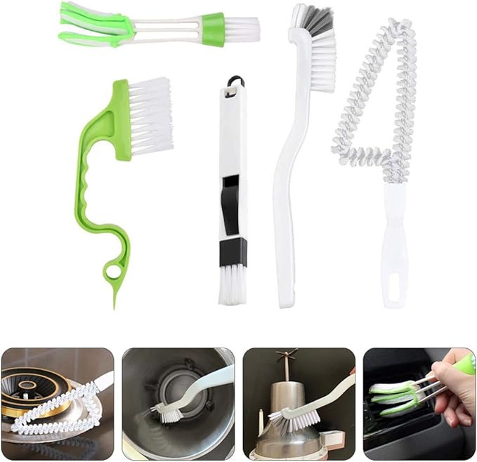 5pcs Deep Cleaning Brush Set for Household Multi-use Groove and Crevice Cleaning Tile Grout Scrubber with Stiff Bristles for Kitchen Sink Door Tracks