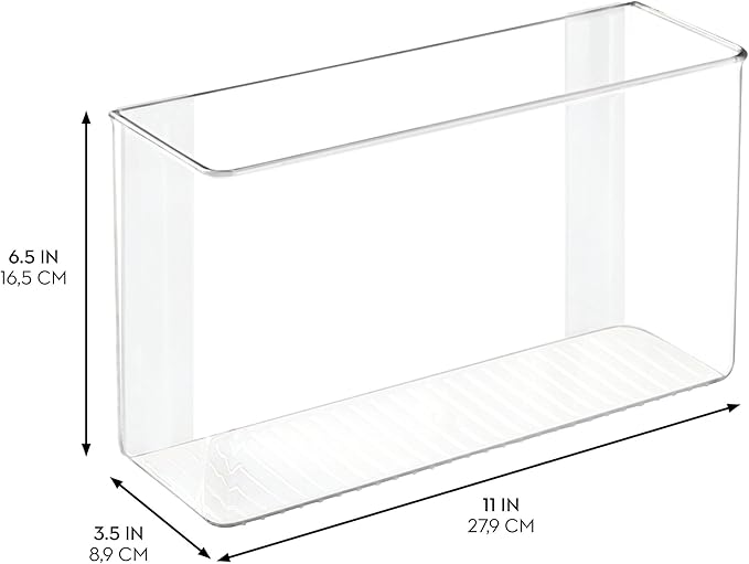 iDesign Adhesive Organizer Bin - Damage-Free Hanging for Kitchen, Bathroom, or Office - Set of 2 - Clear