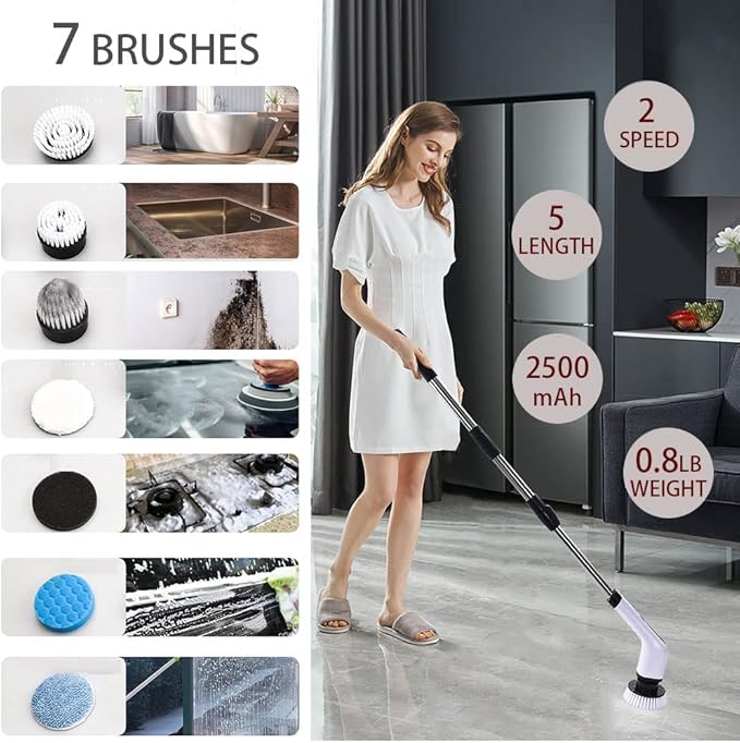 Electric Spin Scrubber for Cleaning Bathroom: Cordless Power Shower Scrubber Cleaner Brush for Tub and Tile Bathtub Toilet Floor Window Scrub Tool Household Supplier