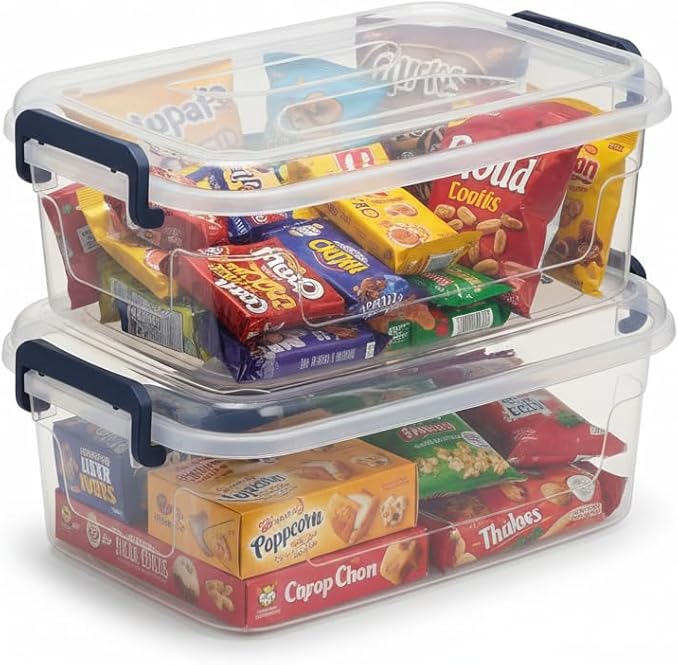 Tribello Small Storage Bins with Lids, 6-Pack Stackable Plastic Containers for Home Organization – Clear Totes for Closet and Underbed Storage, 5 Quarts