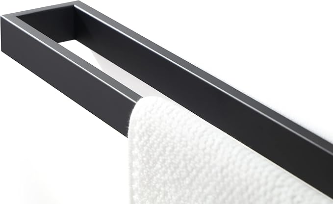 Black Towel Bar, Towel Shelf for Bathroom, Single Towel Holder 24 Inch Wall Mounted, Square Contemporary Bath Towel Rod, Matte Black, 073070-MB Ler Series