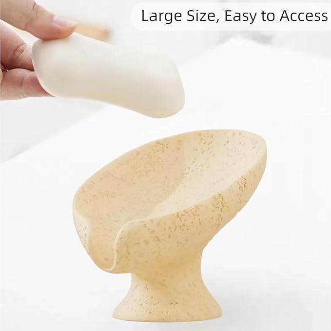 Bar Soap Holder, Soap Dish for Shower, Self Draining Soap Dish,Travertine Style Soap Holder, Used for Sinks, Bathrooms, Showers,Kitchens (Light Khaki Limestone)