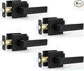 Estmoon 4 Pack Black Door Handles - Interior Door Knobs with Lock for Bedrooms, Keyless Privacy Door Levers, Heavy Duty Zinc Alloy 2.07 lb Door Lever Set for Bedrooms Bathrooms