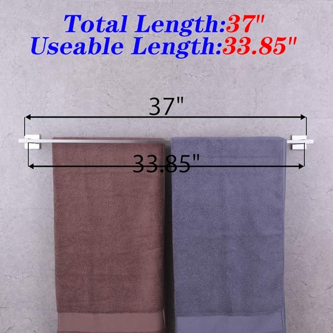GERZWY 36-Inch Bath Towel Bar Modern Square Style Bathroom Double Towel Bar SUS 304 Stainless Steel Wall Mount Brushed Finish JG1902C92-LS
