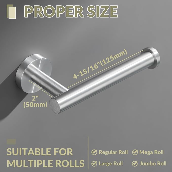 APLusee Brushed Nickel Toilet Paper Holder, 304 Stainless Steel Tissue Holder for Bathroom Wall, Heavy Duty Paper Roll Dispenser Wall Mounted