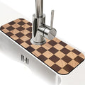 Kitchen Sink Splash Guard，Wooden checkerboard Faucet Mat Sink Gadgets-Super Absorbent Fast Drying Mat Drip Catcher for Kitchen, Bathroom,Sink Mat, Dish Drying Mat, Bathroom(15" X 5.5" )