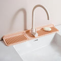 Longer Silicone Faucet Mat for Kitchen Sink – Button Style Faucet Drip Catcher & Leak-Proof Sink Splash Guard with 6° Slope, Behind Faucet Draining Mat,Gadgets for Bathroom (pink, large)