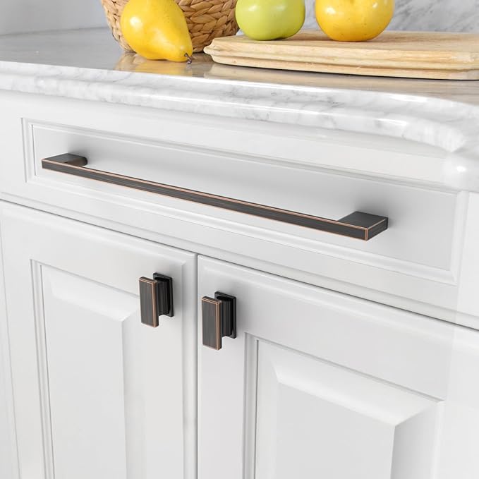 Amerdeco 10 Pack Oil Rubbed Bronze Cabinet Pulls, 10 Inch(254MM) Hole Centers, Modern Style, Easy to Install, Indoor Use