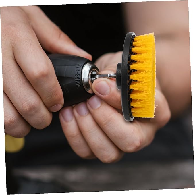 Electric Drill Brush Attachment 5-inch Round Yellow Hollow Brush Kit for Floor and Kitchen Cleaning Replacement Tool Heads for Household Scrubbing Tasks