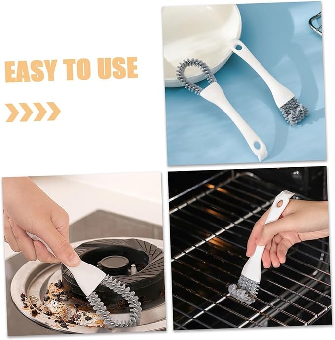 Multi-use Kitchen Cleaning Brush Set 2pcs – U-Shaped Angled Crevice Brushes for Stubborn Stain Removal, Soft-Handheld Grout and Gap Scrubbers for Household and Cooktop Cleaning