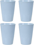 uxcell 4 Pcs Simple Toothbrush Cup, 3.3 x 3.3 x 4.2 Dishwasher Safe Bathroom Tumbler Reusable Plastic Cup Set for Storing Toothpaste Combs, Light Blue