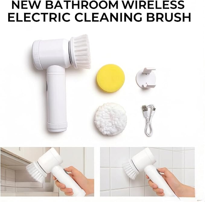 Wireless Electric Cleaning Brush Set, Rechargeable Multi-Purpose Scrubber for Bathroom Kitchen, Household Dish Brush, Tile Brush, Shoe Brush
