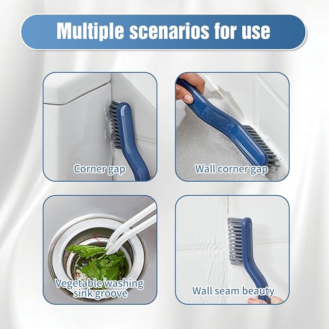 Crevice Cleaning Brush, Multifunctional Floor Seam Brush, Hard Bristle Gap Scrub Brush, V Bathroom Gap Brush Cleaner Tools for Bathroom, Kitchen, Window, Faucets, Tiles, Toilet, Grout (Blue)