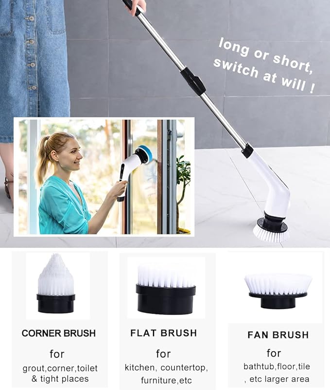 Electric Spin Scrubber for Cleaning Bathroom: Cordless Power Shower Scrubber Cleaner Brush for Tub and Tile Bathtub Toilet Floor Window Scrub Tool Household Supplier