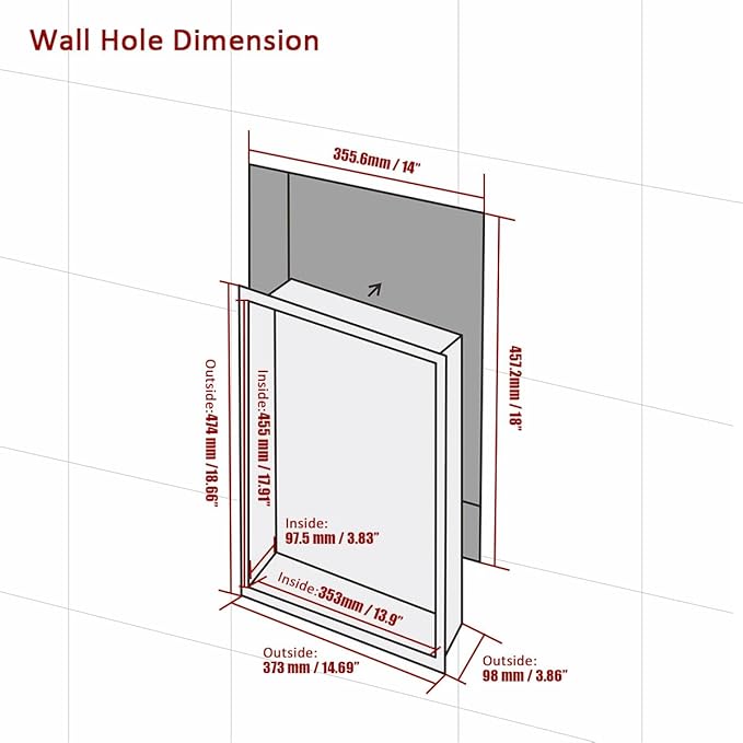 JQK Shower Niche No Tile Need, 18"×14" Matte Black Bathroom Insert Shelf, 304 Stainless Steel Recessed Shower Caddy Organizer Storage, SNL1814-PB