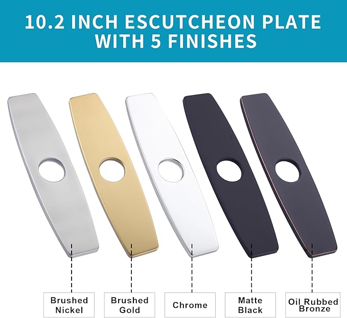 ARCORA 10.2 Inch Faucet Plate, Kitchen or Bathroom Faucet Deck Plate for 1 or 3 Hole, Stainless Steel Sink Hole Cover Escutcheon, Chrome